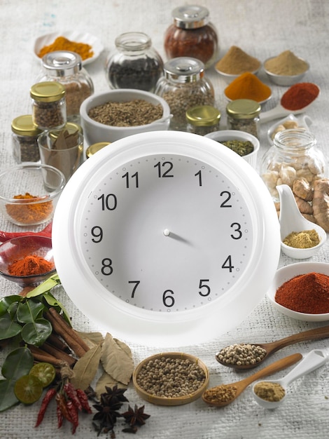 Zegar kuchenny i przyprawy